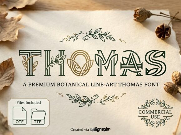 Thomas: A Botanical Line-Art Font for Modern Sophistication